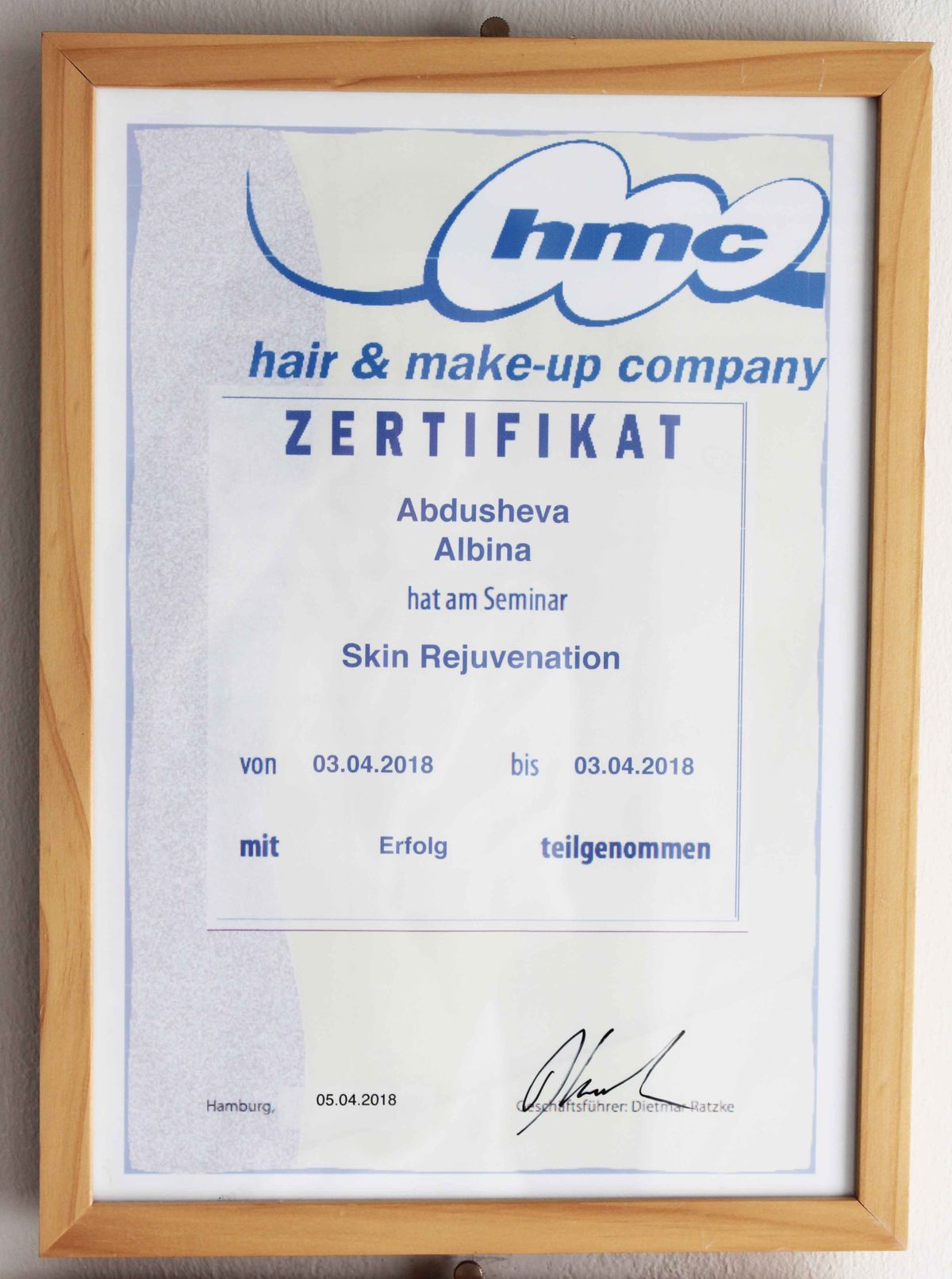 Zertifikat 7 von PROMI Kosmetikstudio
