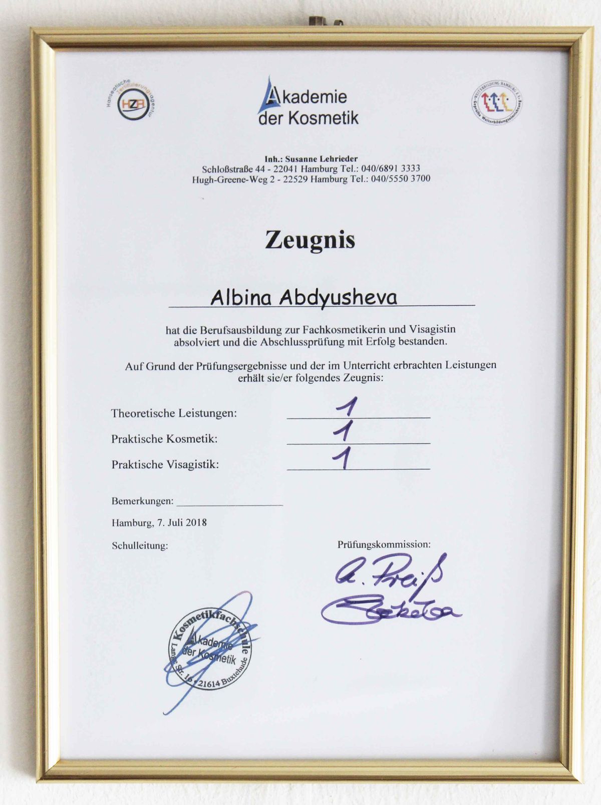 Zertifikat 11 von PROMI Kosmetikstudio