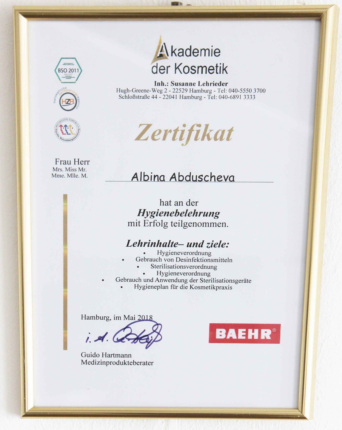 Zertifikat 21 von PROMI Kosmetikstudio