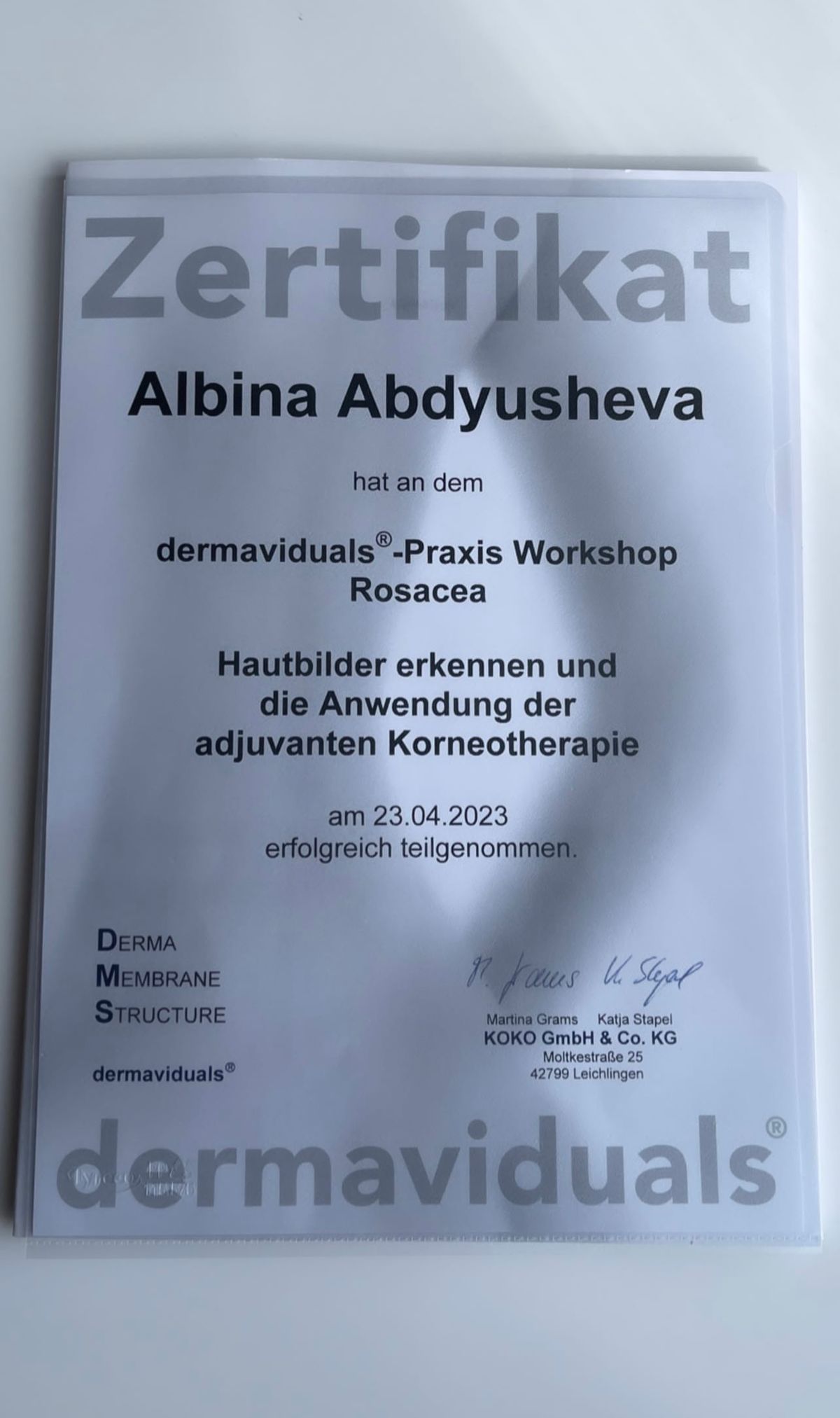 Zertifikat 26 von PROMI Kosmetikstudio