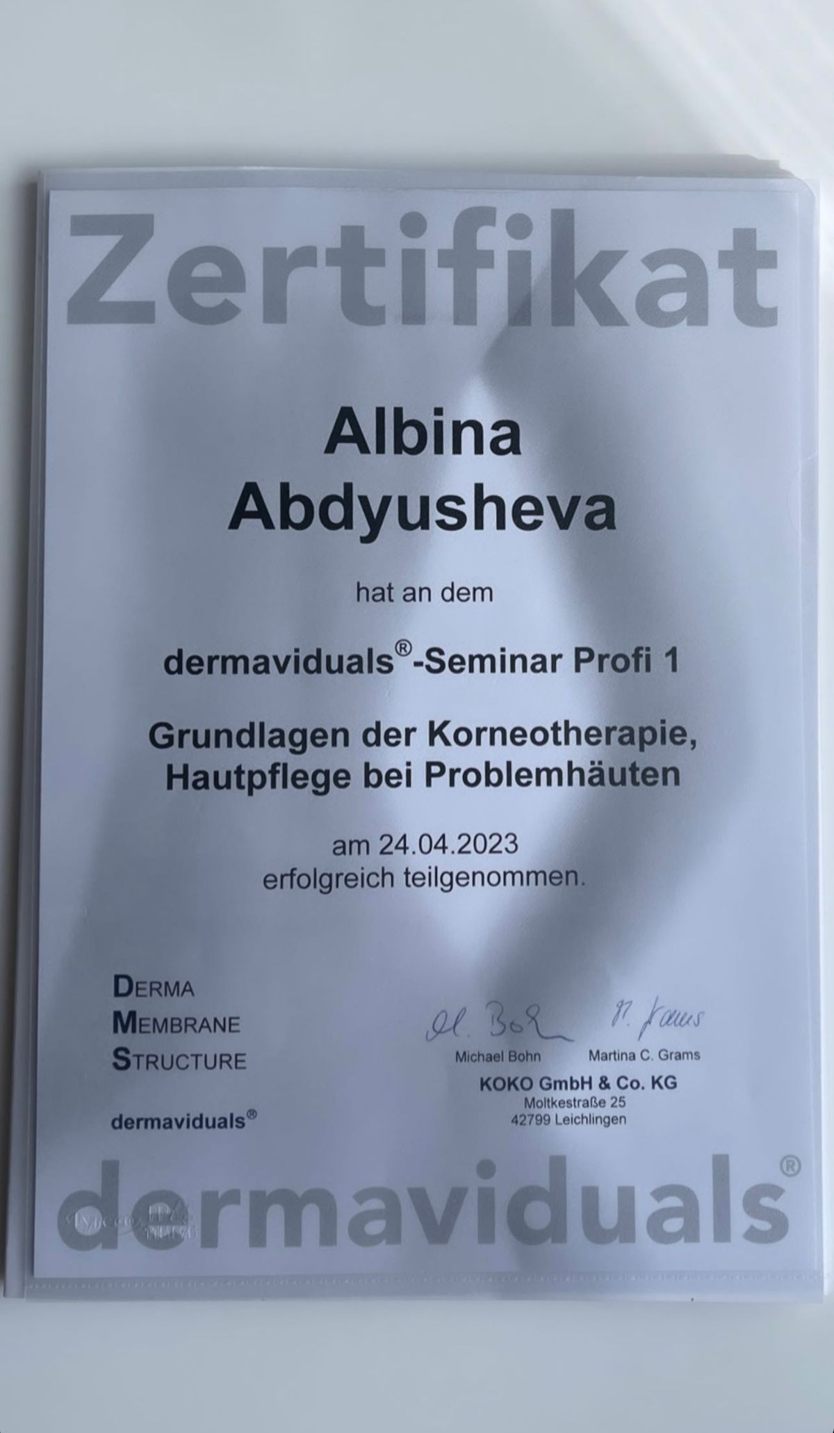 Zertifikat 27 von PROMI Kosmetikstudio