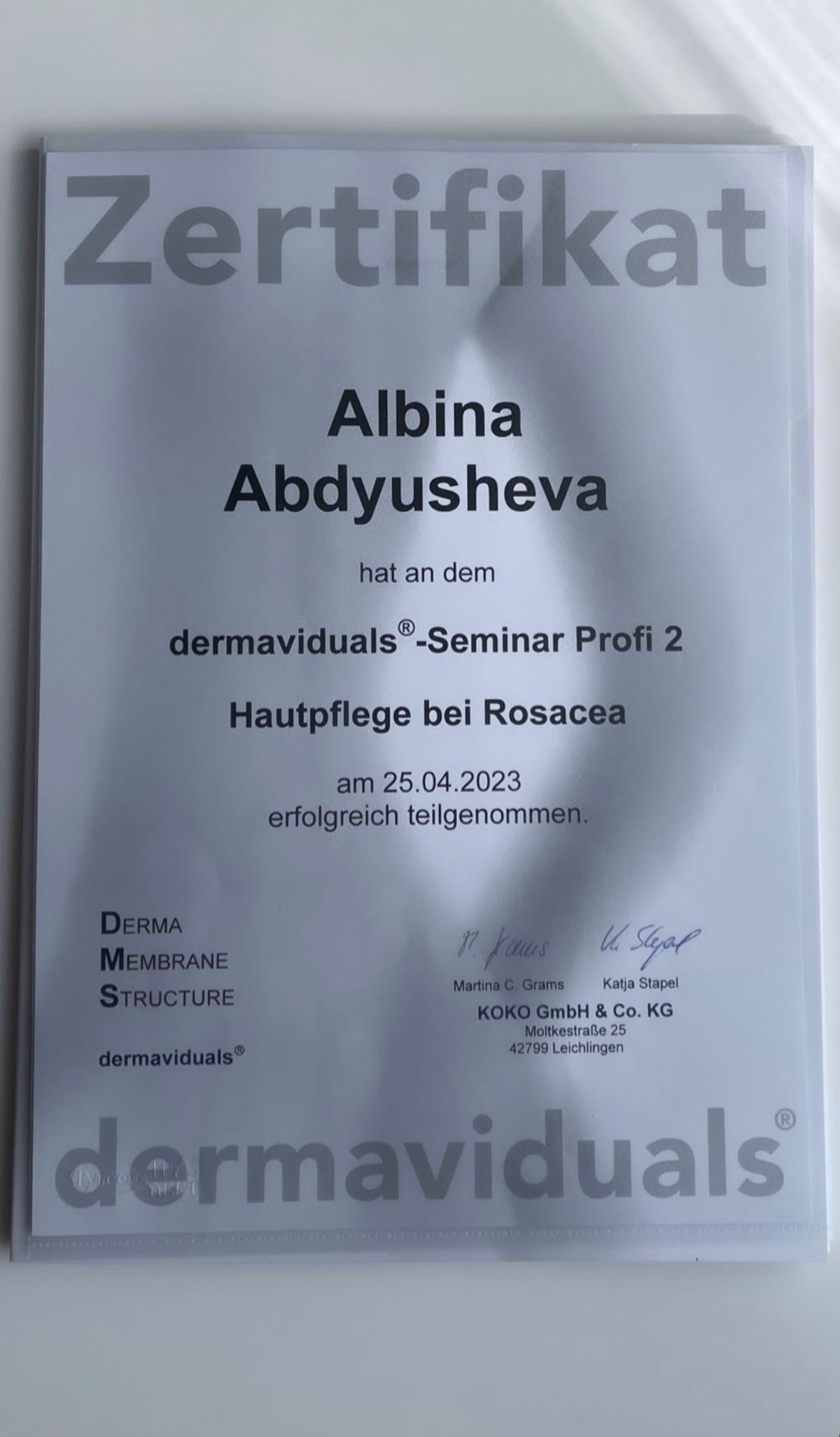 Zertifikat 28 von PROMI Kosmetikstudio