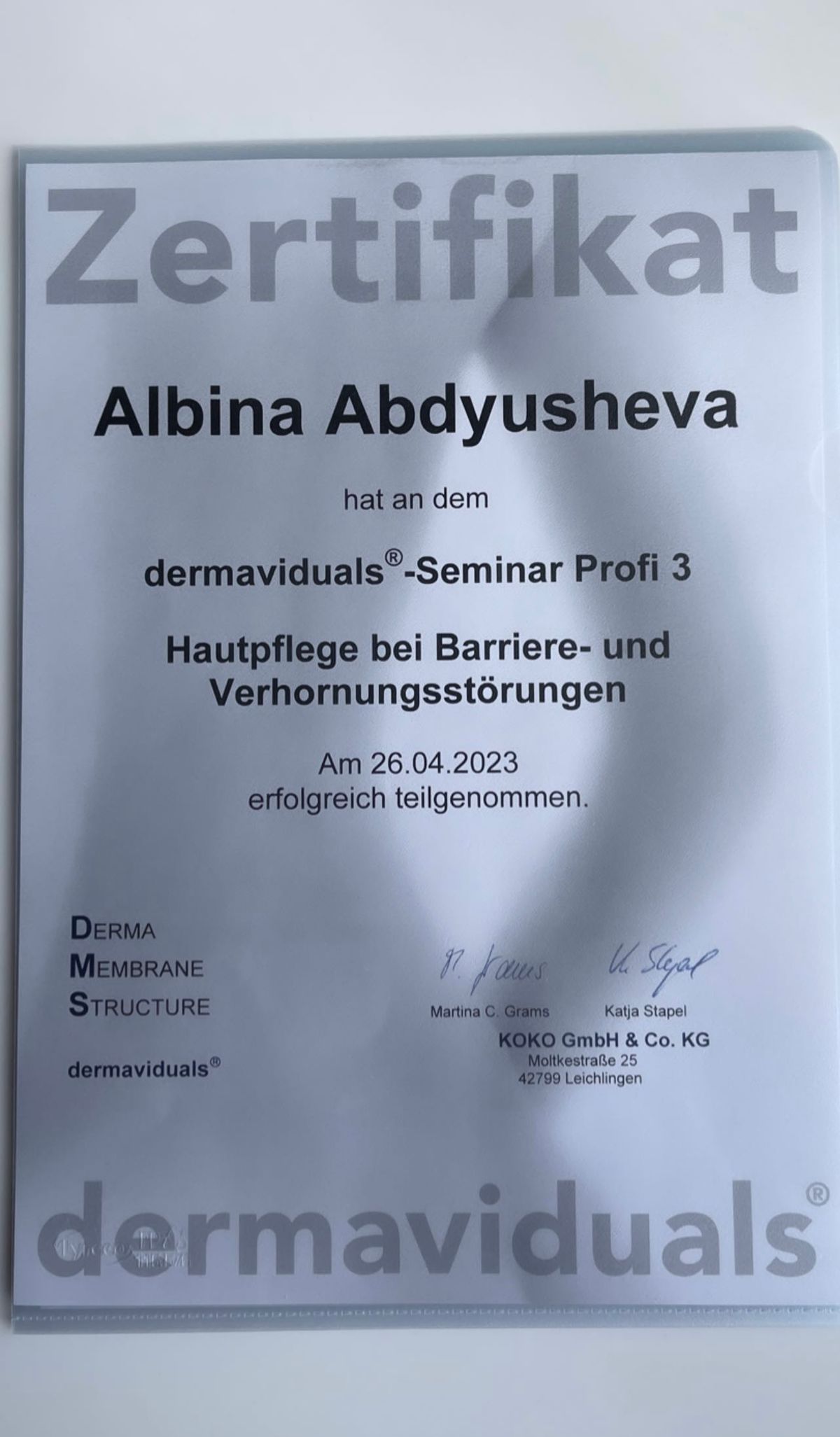 Zertifikat 29 von PROMI Kosmetikstudio