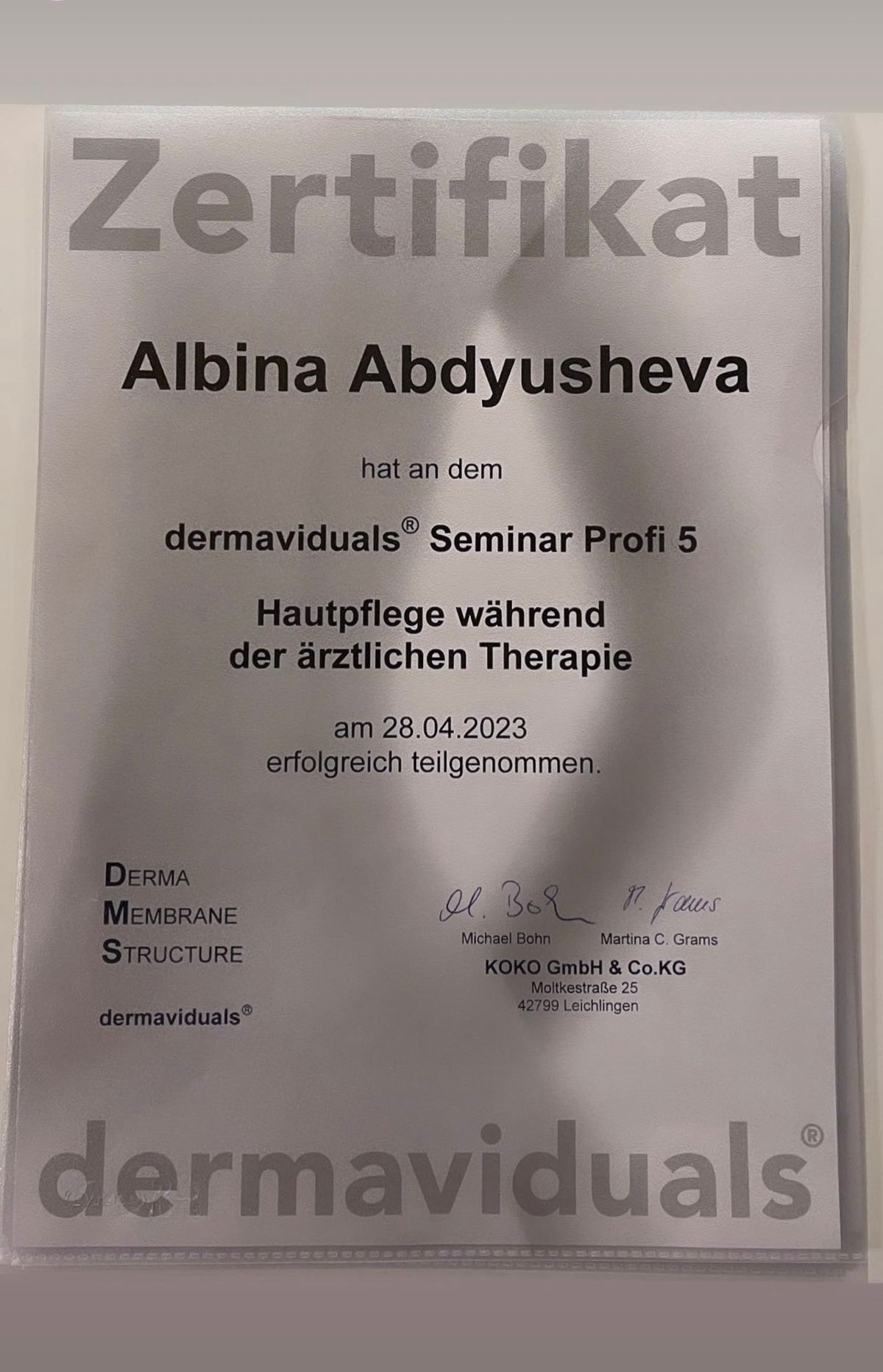 Zertifikat 31 von PROMI Kosmetikstudio